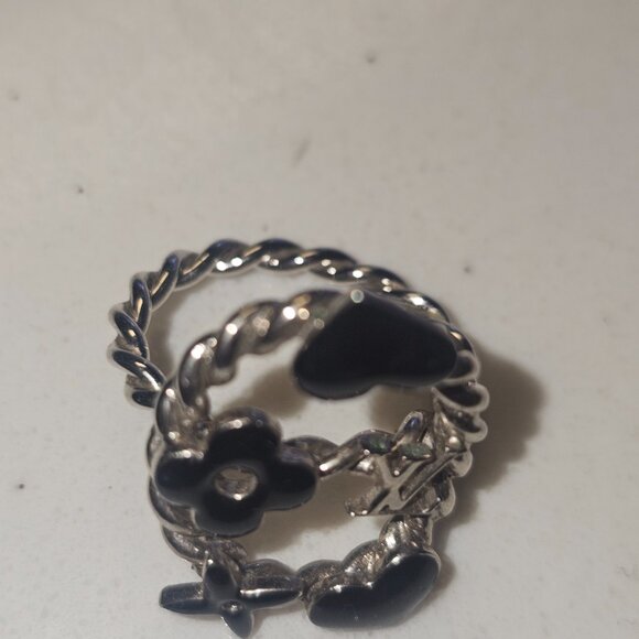 Louis Vuitton Vintage - Metal Bague Sweet Monogram Ring - Silver Black - LV Ring - Picture 3 of 6